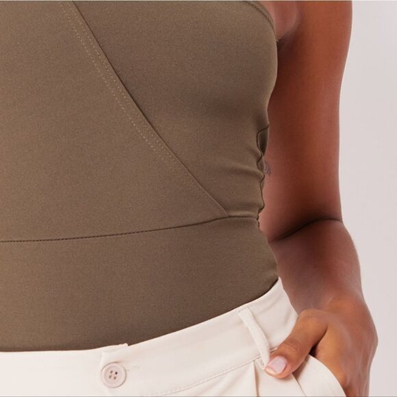 PrettyLittleThing Khaki One Shoulder Bodysuit Size 8 in dark Khaki NWT‎ - Picture 4 of 8